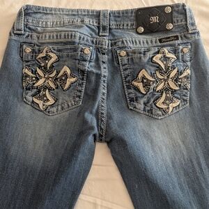 Miss Me Women's Blue Jeans with Embellished Pockets